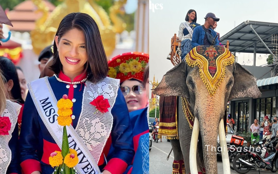Sheynnis Palacios pasea por Tailandia montada en un elefante