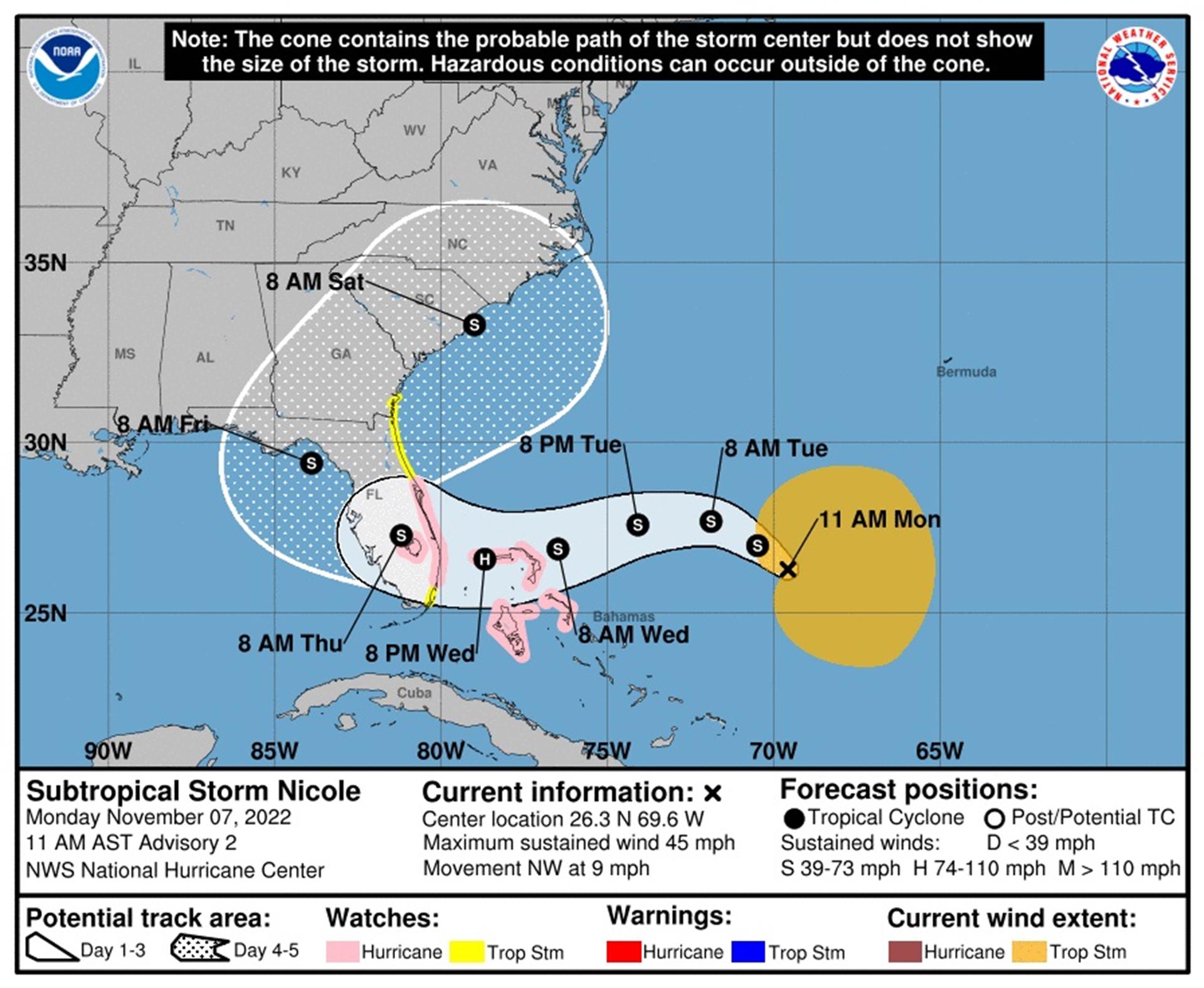 Florida declara estado de emergencia ante la llegada de la tormenta Nicole