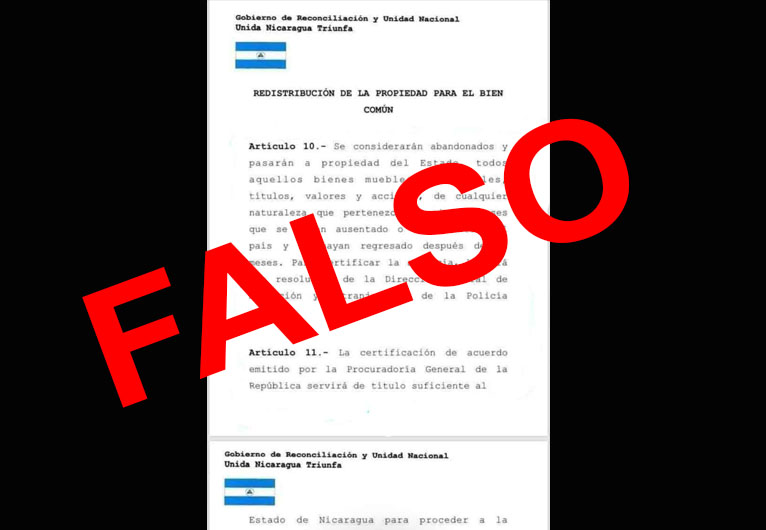 FALSO: No existe ley de confiscación por abandono de propiedades de exiliados