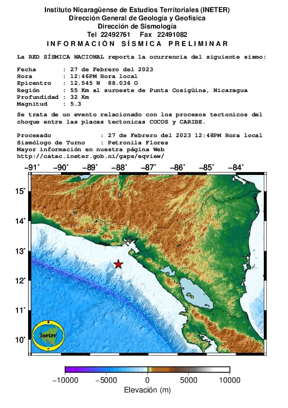 Fuerte sismo sacude varias zonas de Nicaragua