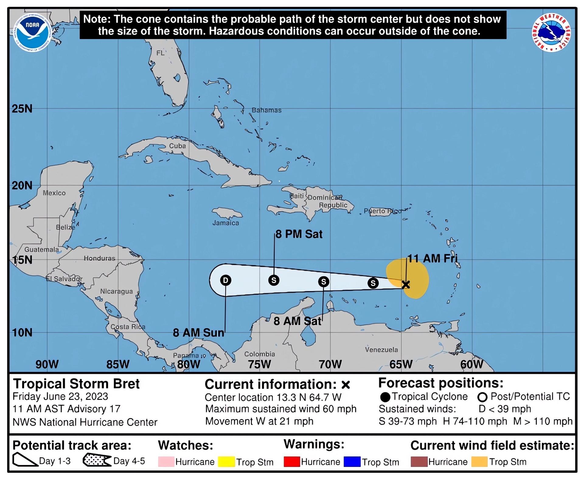 Cindy se fortalece rumbo a las Antillas Menores y Bret en camino a disiparse