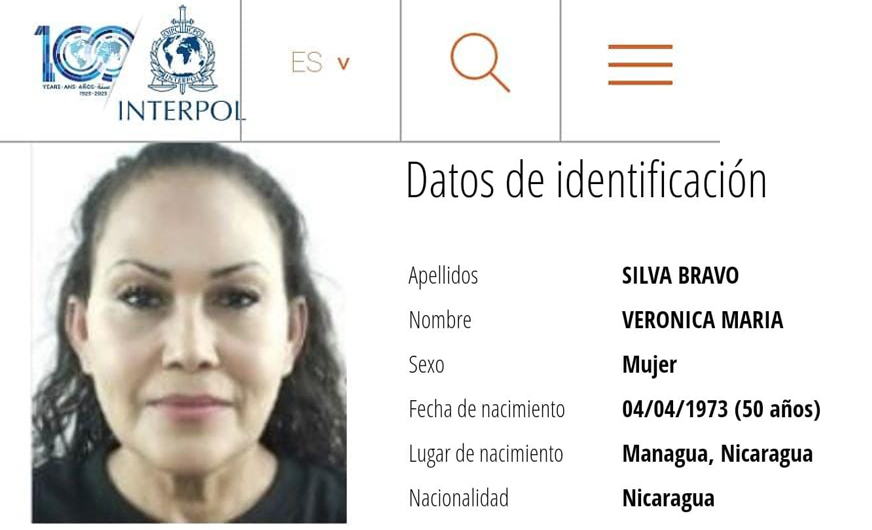 Una mujer nicaragüense entre las más buscada por la Interpol