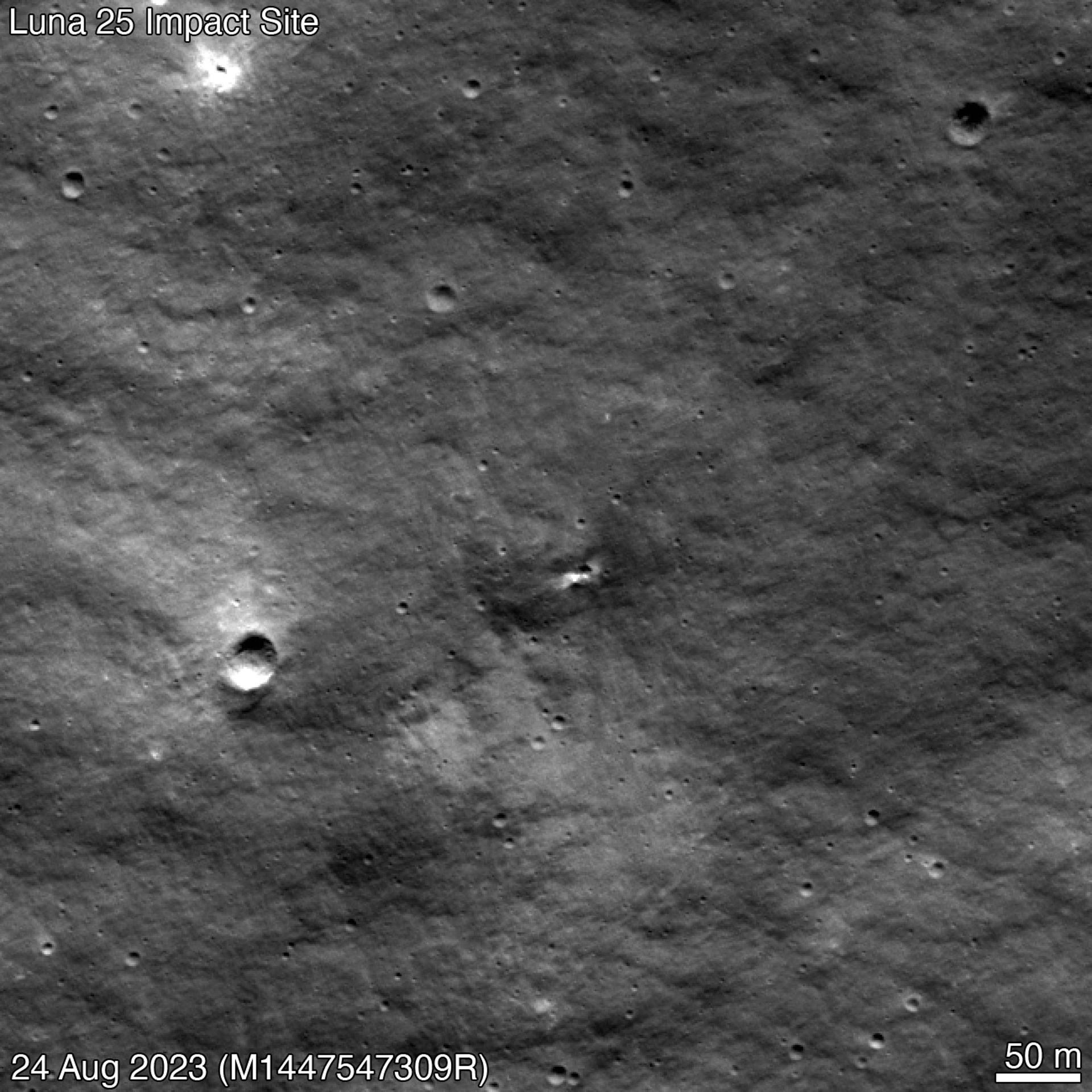 La NASA logra imágenes de un nuevo cráter en la luna surgido tras la fallida misión rusa