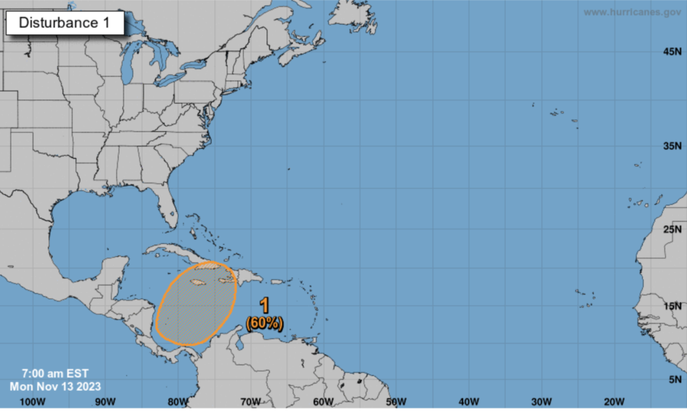Un sistema de baja presión podría convertirse en ciclón tropical frente a las costas del Caribe de Nicaragua
