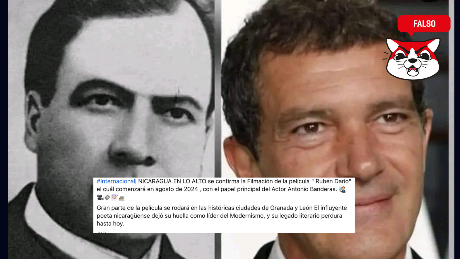 Antonio Banderas no protagonizará una película inspirada en la vida de Rubén Darío 