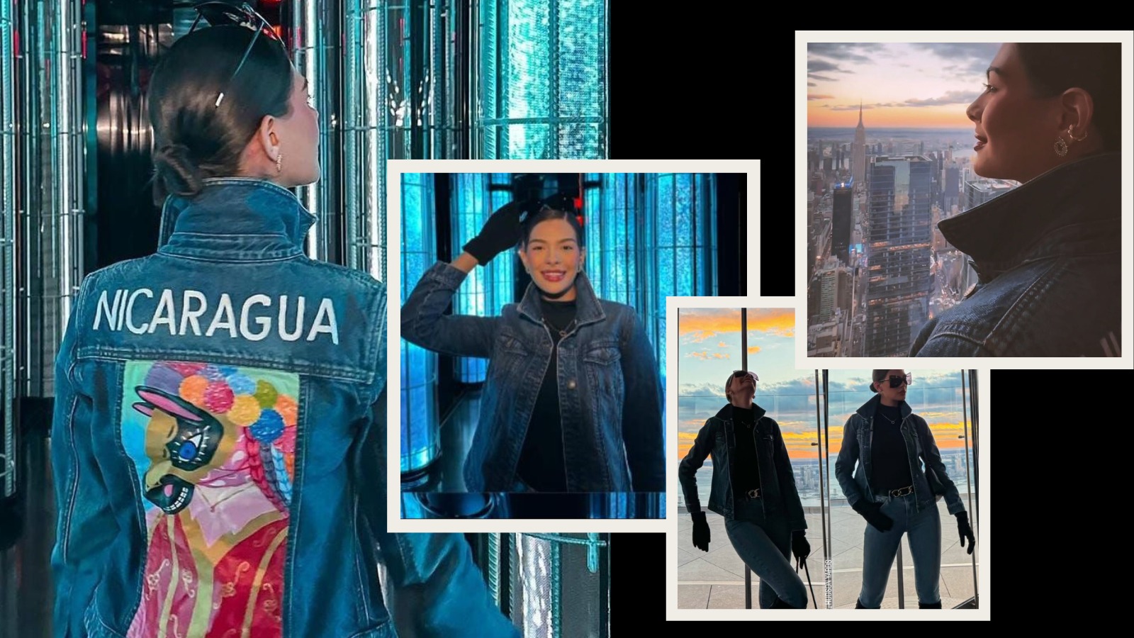 Sheynnis Palacio luce orgullosa una chaqueta con el nombre de Nicaragua en un paseo por la «Gran Manzana»