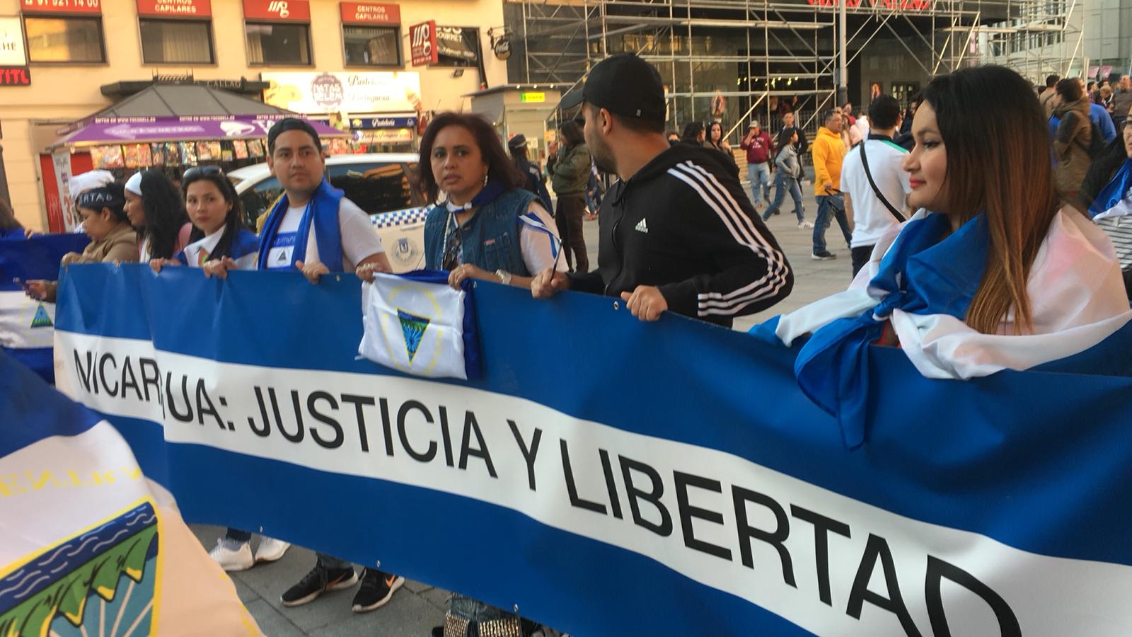 Nicaragüenses en Madrid: “Casa por cárcel no es libertad, los derechos humanos no se negocian”