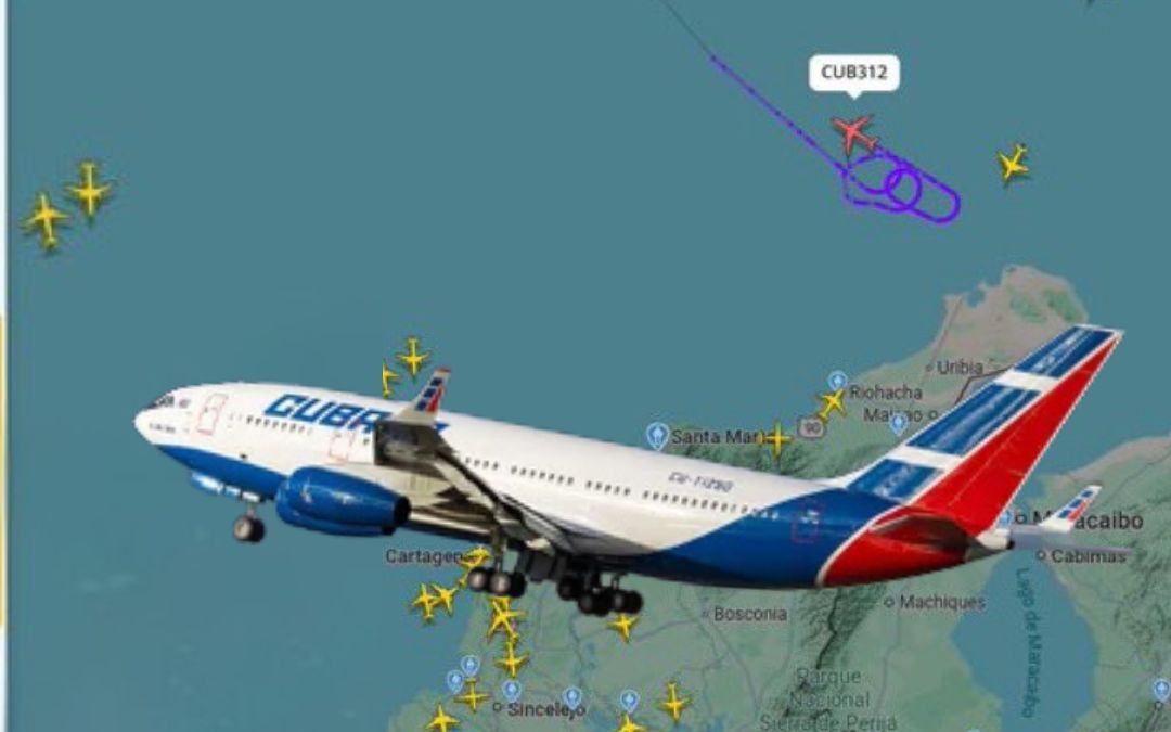 Avión cubano forzado a regresar tras fallido intento de aterrizar en Venezuela