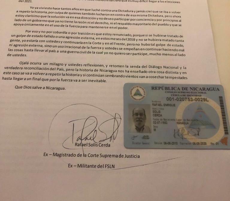 Las confesiones de Rafael Solís en su carta de renuncia