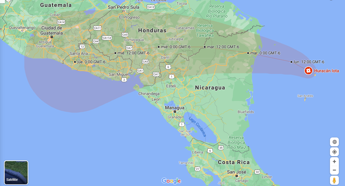 ¿Por dónde pasará el poderoso huracán Iota en Nicaragua? Esta es la trayectoria prevista