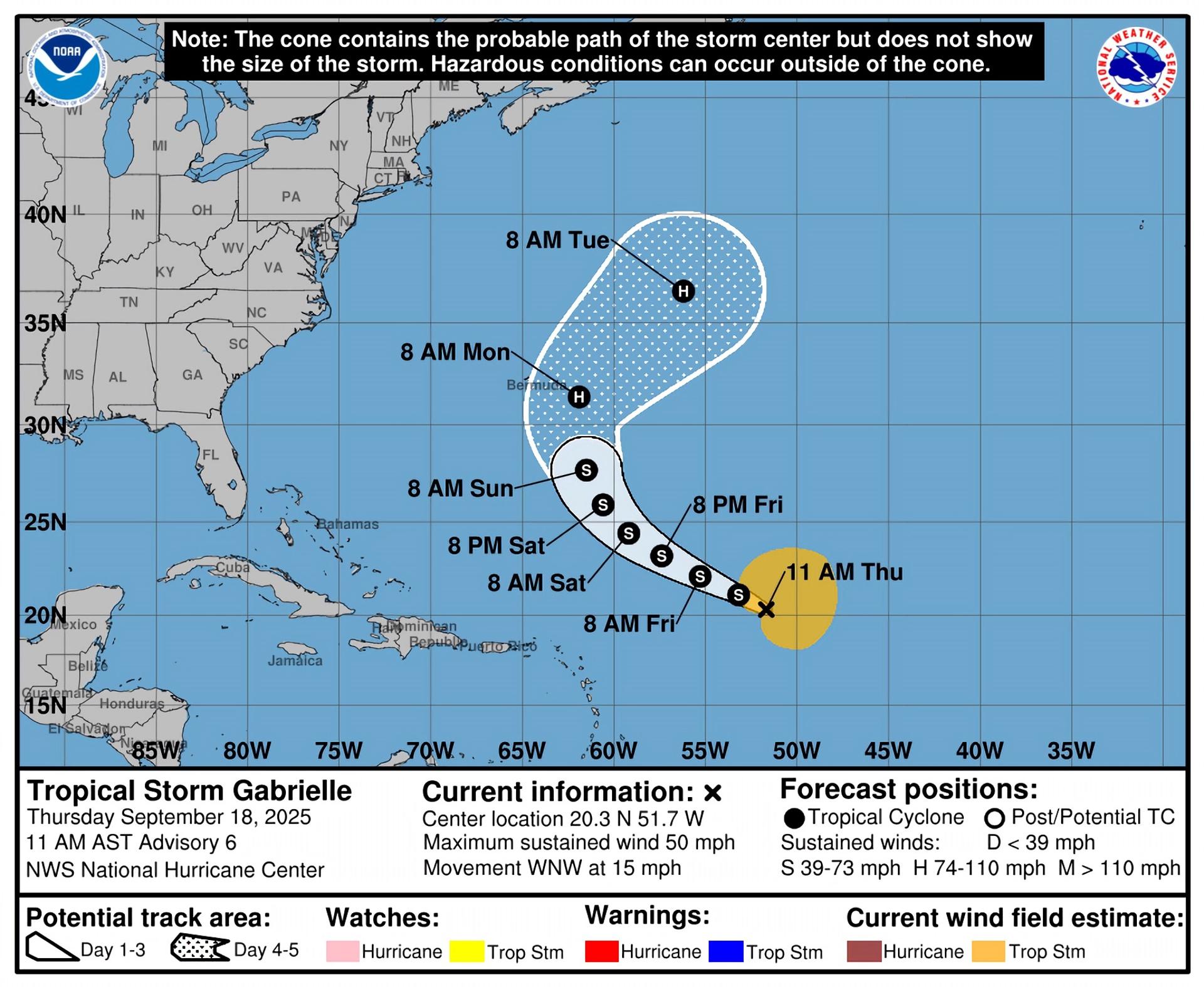 La tormenta Gabrielle avanza hacia el noroeste sin perspectivas de alcanzar EE.UU.