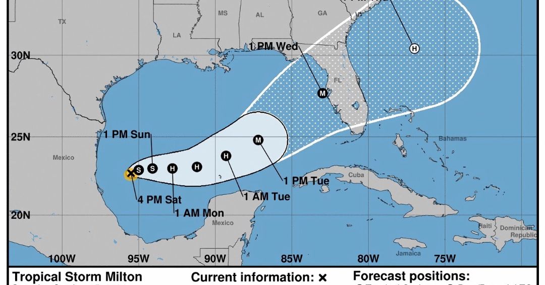 Milton se convierte en tormenta tropical y podría alcanzar Florida como huracán
