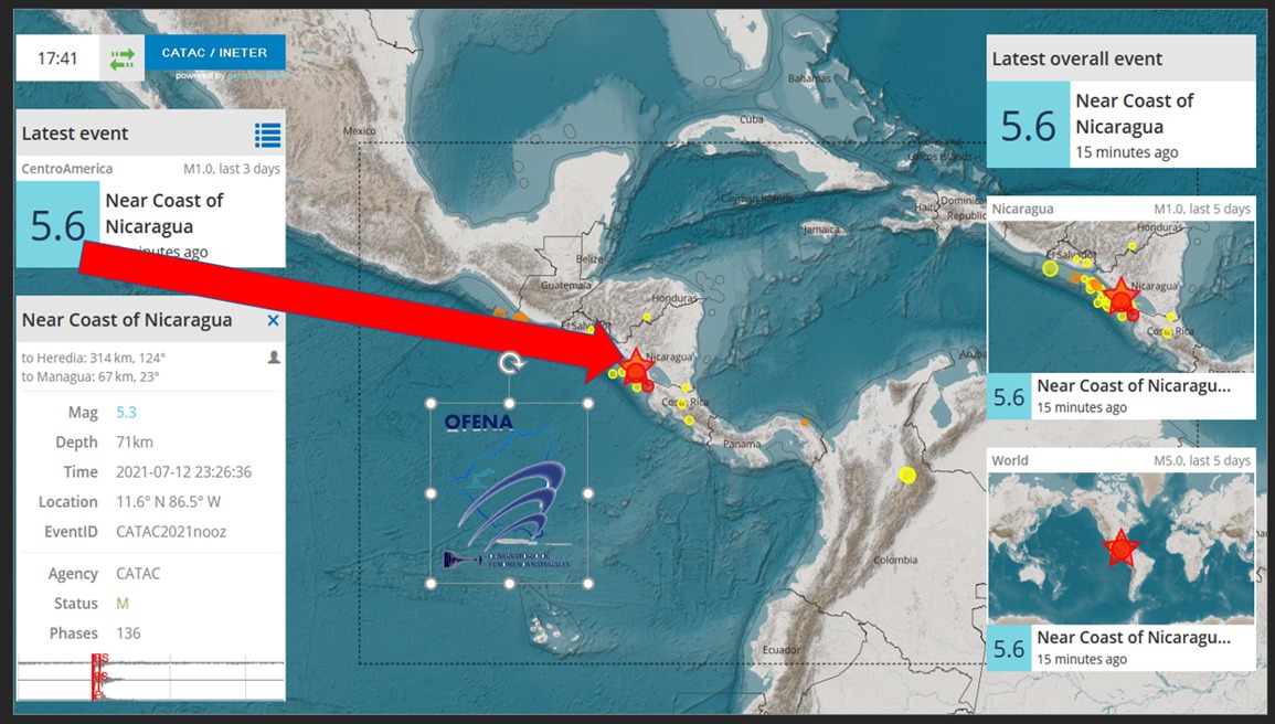 Dos fuertes sismos sacuden el Pacífico de Nicaragua