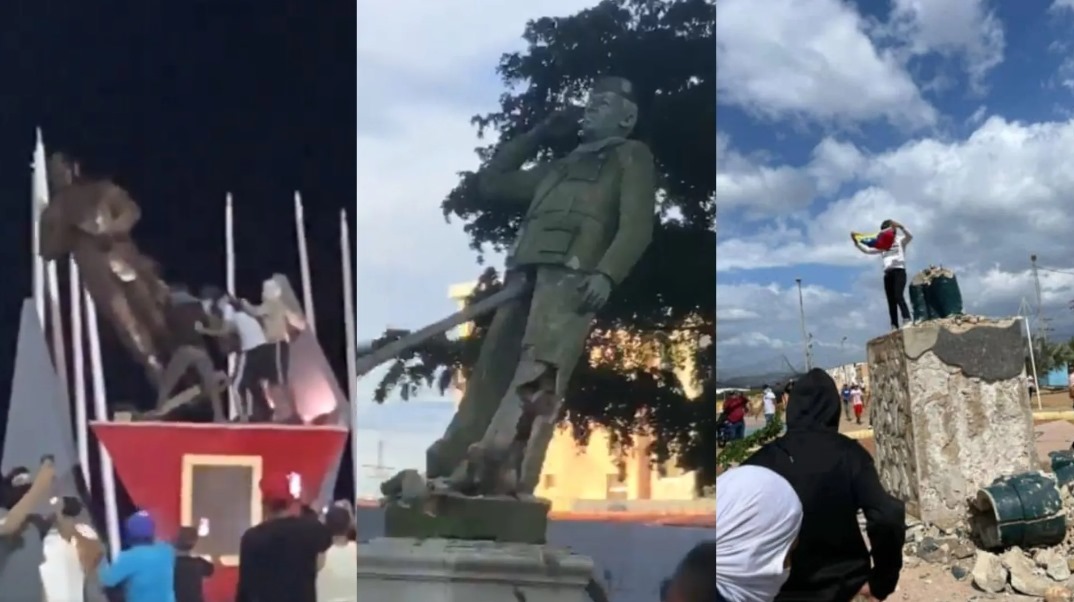 Así han caído las estatuas de Hugo Chávez en Venezuela