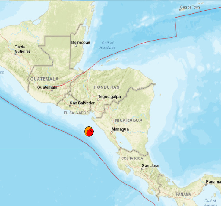 Terremoto frente a la costa del Pacífico de Nicaragua