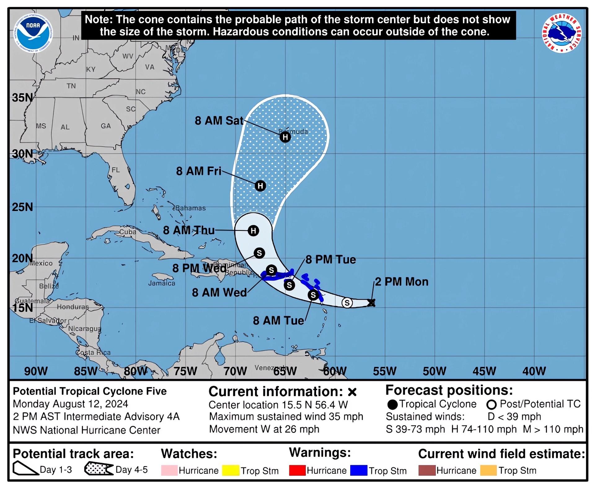 Tormenta tropical Ernesto comienza a afectar las Antillas Menores en su paso por el Caribe