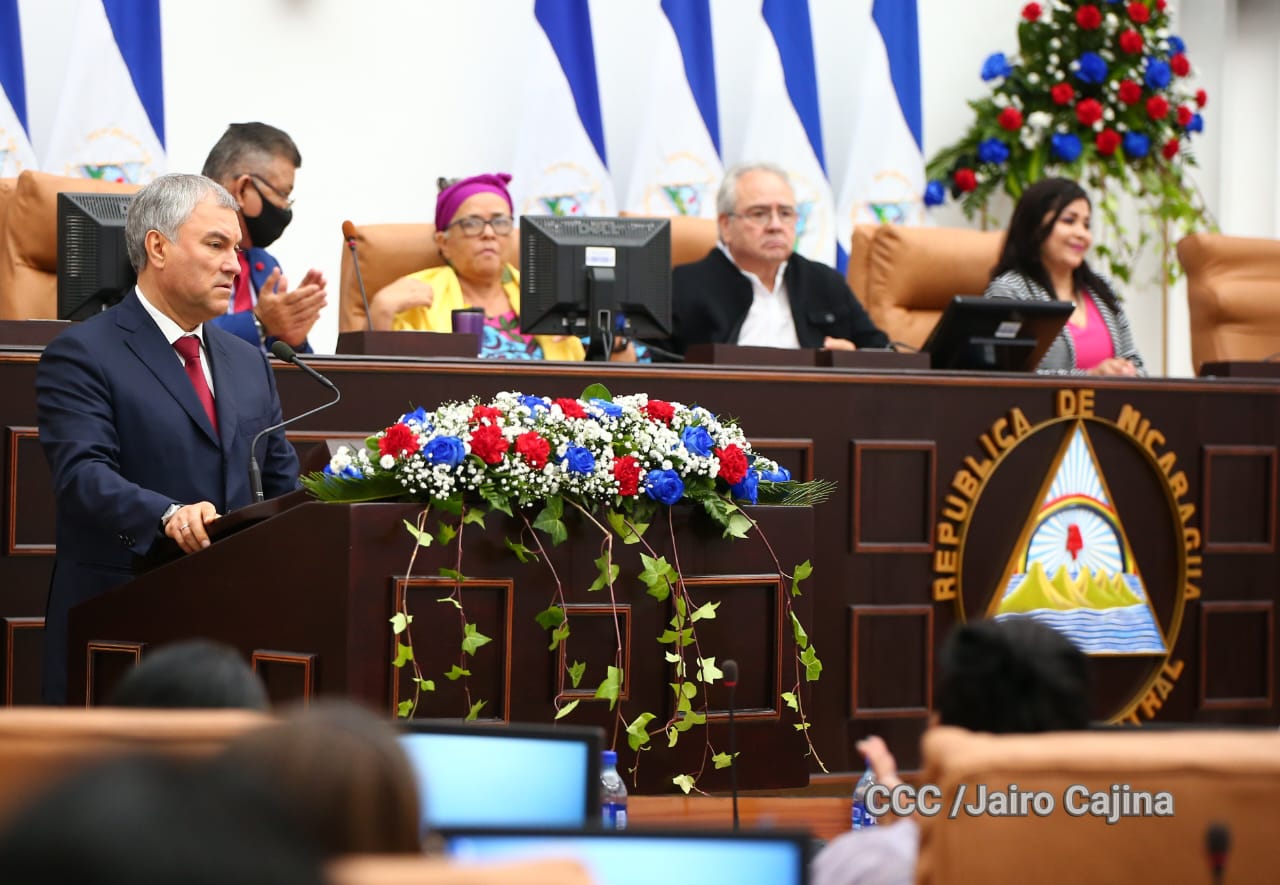 El presidente del Parlamento ruso justifica en  Managua: La invasión es una «operación pacificadora»