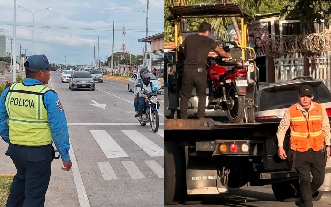 Policía reparte multas a caponeros que hacen uso de las vías en la Pista Héroes y Mártires de la Insurrección