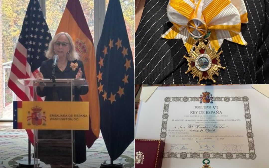 La nicaragüense Rosalía Miller recibió la Orden de Isabel la Católica de parte del Rey de España