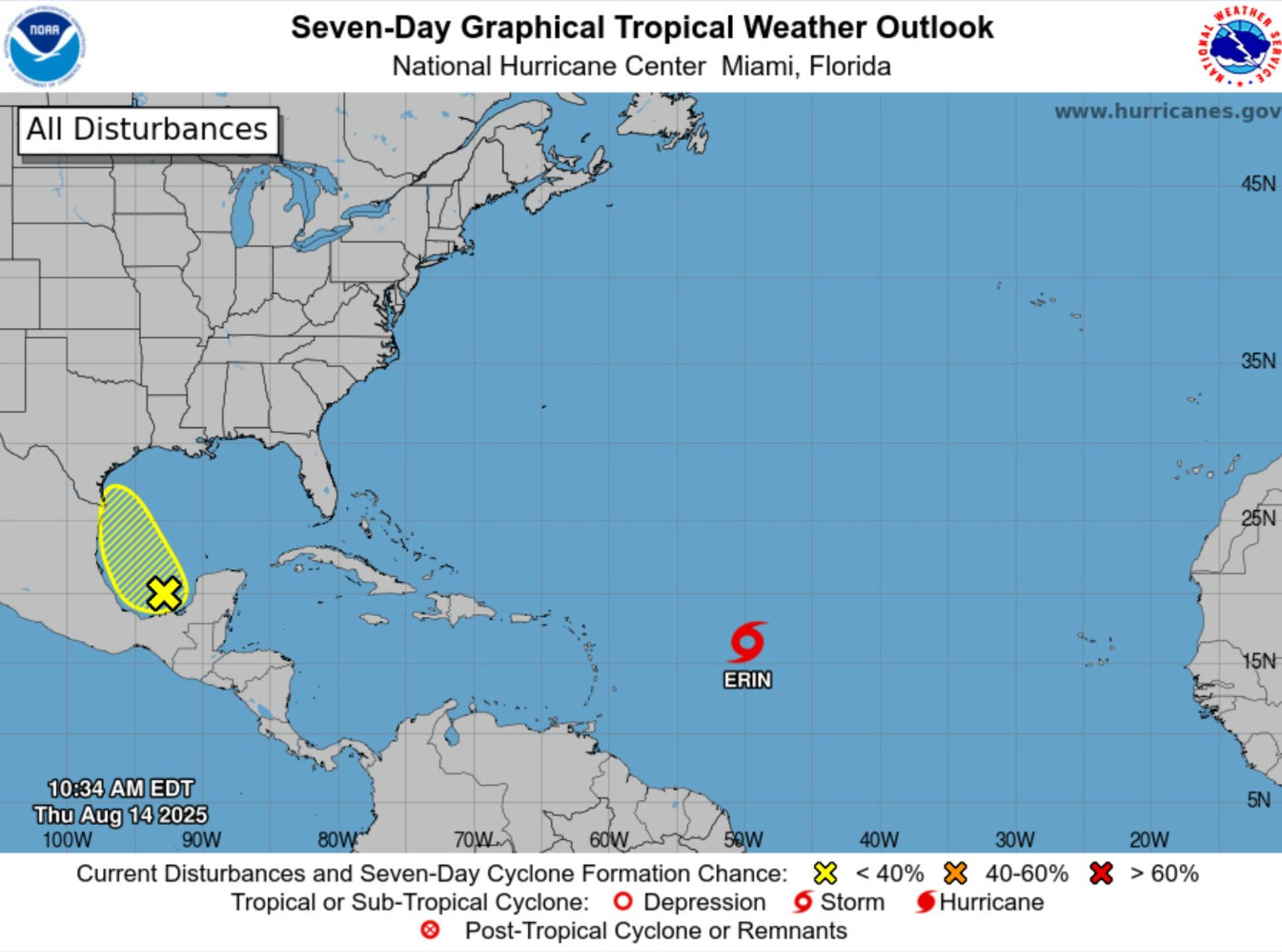 Tormenta Erin se intensificará a huracán el viernes alejándose más de Puerto Rico