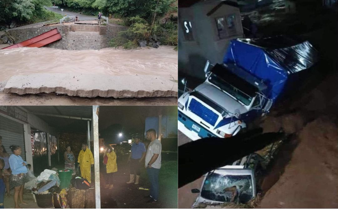Lluvias dejan a familias evacuadas, puentes y calles anegadas en varios departamentos del país